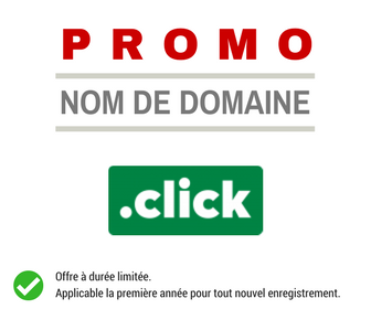 Promotion sur l'enregistrement de nom de domaine CLICK